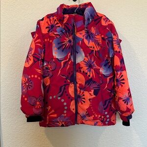 Kamik Kids Floral Puffer Jacket - Red and Purple